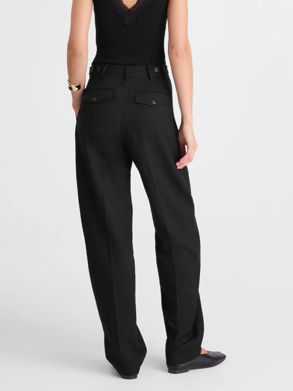 Madewell High Rise Barrel Leg Pants NWT Size 8 Black Pleated Full Length - Picture 3 of 12